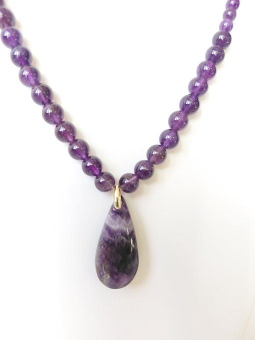 Collier Améthyste AA & Pendentif Améthyste Chevron